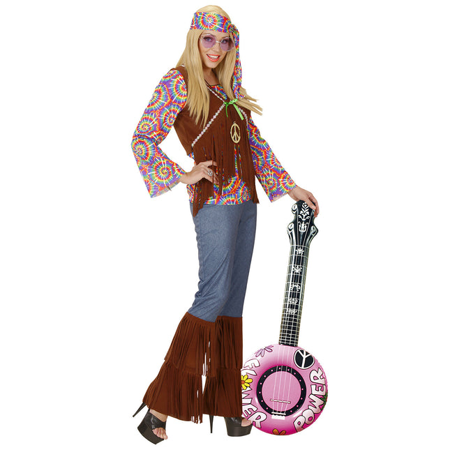 Hippie 60S Nep Banjo Roze Opblaasbaar 1m