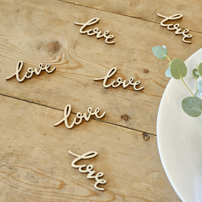 Love Tafelconfetti Hout 5,5cm 25st