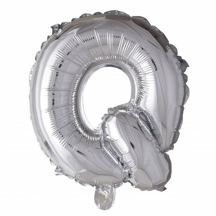 Folie Ballon Letter Q Zilver XL 102cm leeg