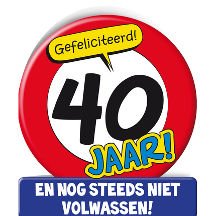 Verjaardagskaart 40 Jaar Verkeersbord 16,5cm