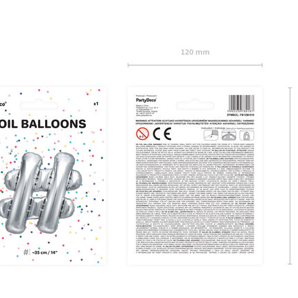 Folie Ballon Letter # Zilver Leeg 35cm