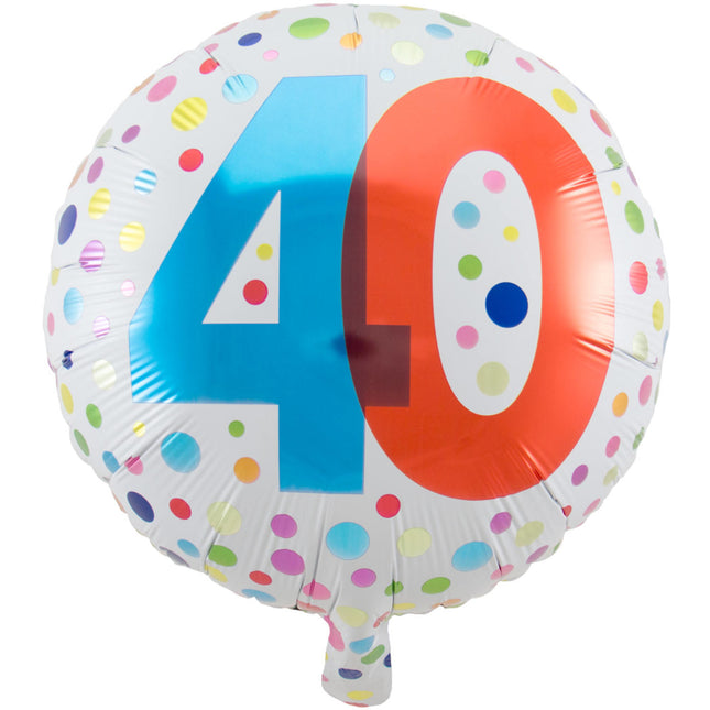 Helium Ballon 40 Jaar Stippen 45cm leeg