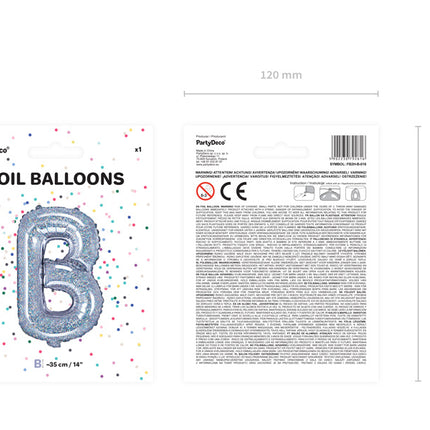 Folie Ballon Letter B Holografisch Leeg 35cm