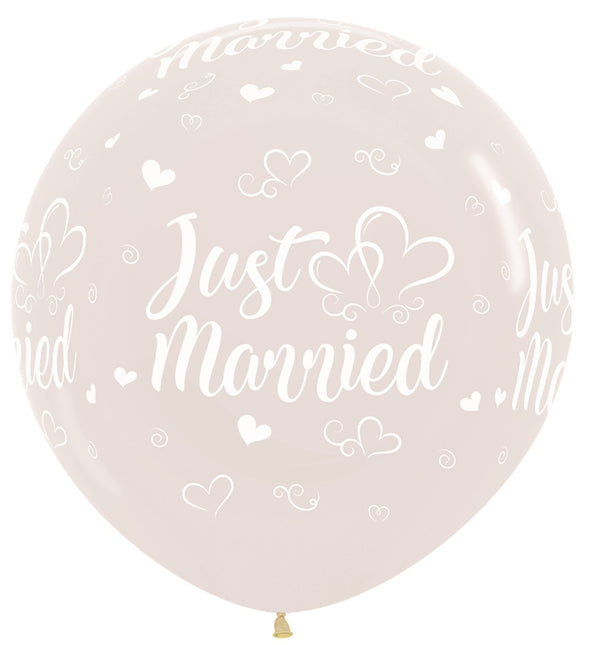 Ballonnen Just Married Hearts Crystal Clear 2 Stuks