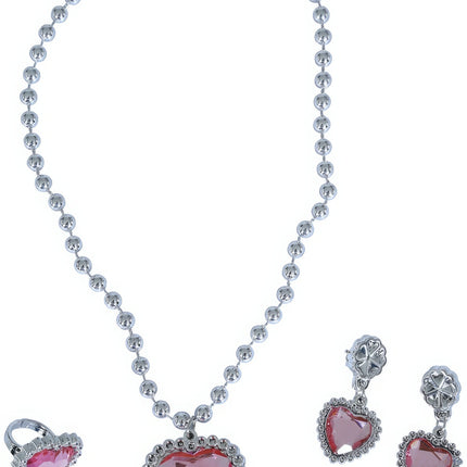 Sieraden Set Zilver Hart Roze