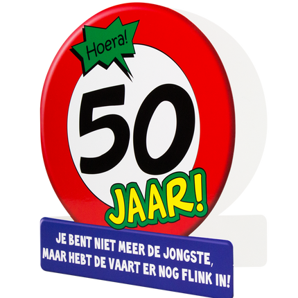 Verjaardagskaart 50 Jaar Verkeersbord 16,5cm