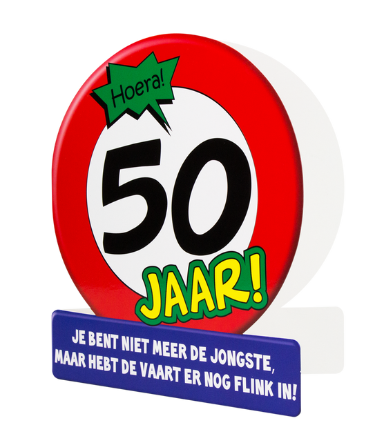 Verjaardagskaart 50 Jaar Verkeersbord 16,5cm