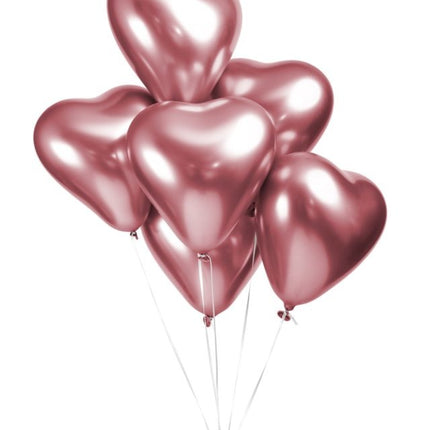 Hartjes Ballonnen Roze 30cm 6st