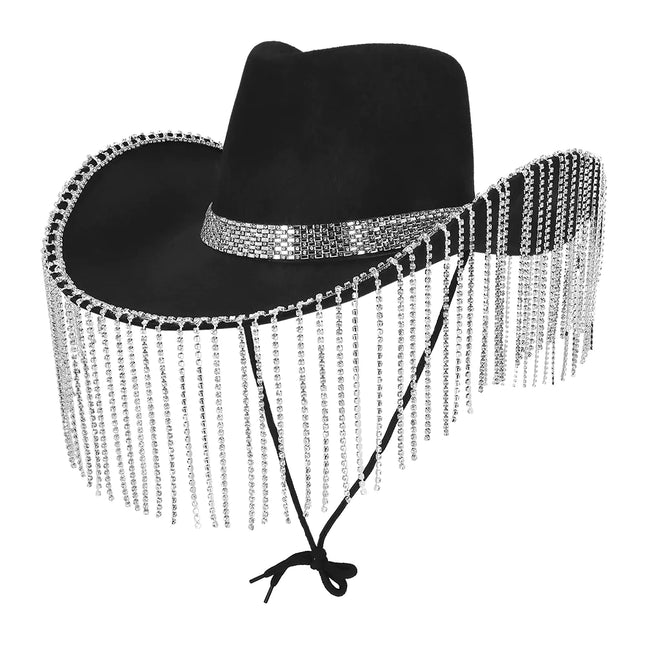 Cowgirl Hoed Zwart Glitters