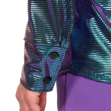 Disco Blouse Metallic Paars Blauw