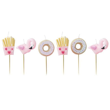 Kaarsen Set Flamingo/ Donut/ Frietjes 6st