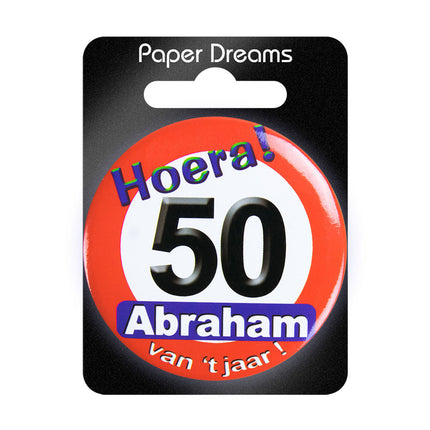 Abraham Button 50 jaar Verkeersbord 5,5cm