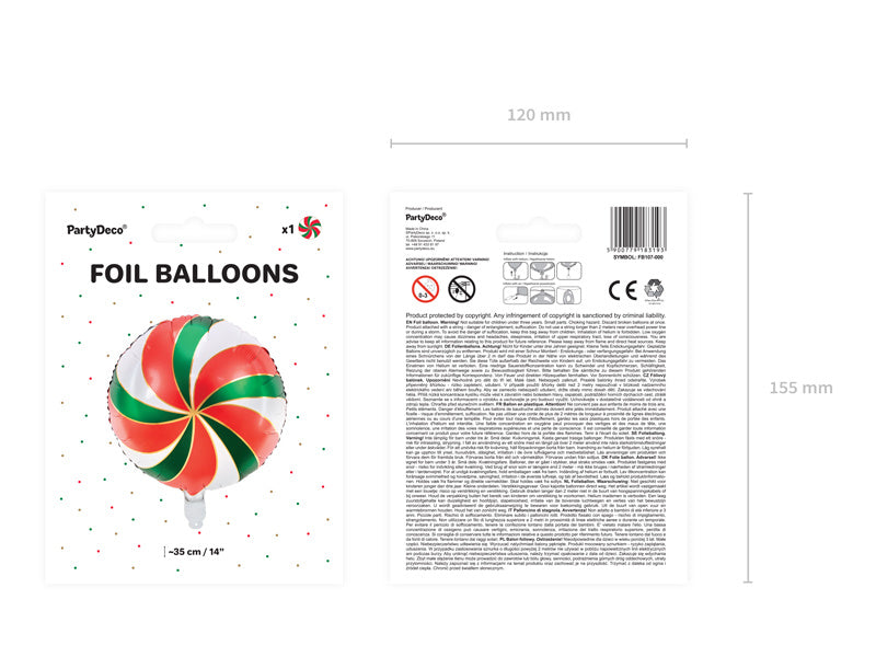 Helium Ballon Candy Groen Rood Leeg 35cm