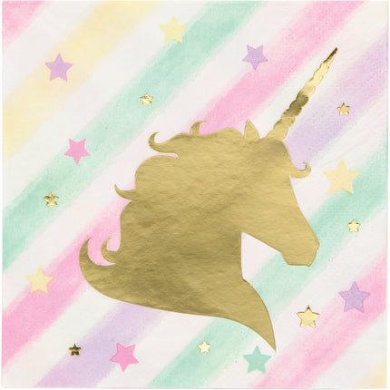 Gekleurde Unicorn Servetten 25cm 16st