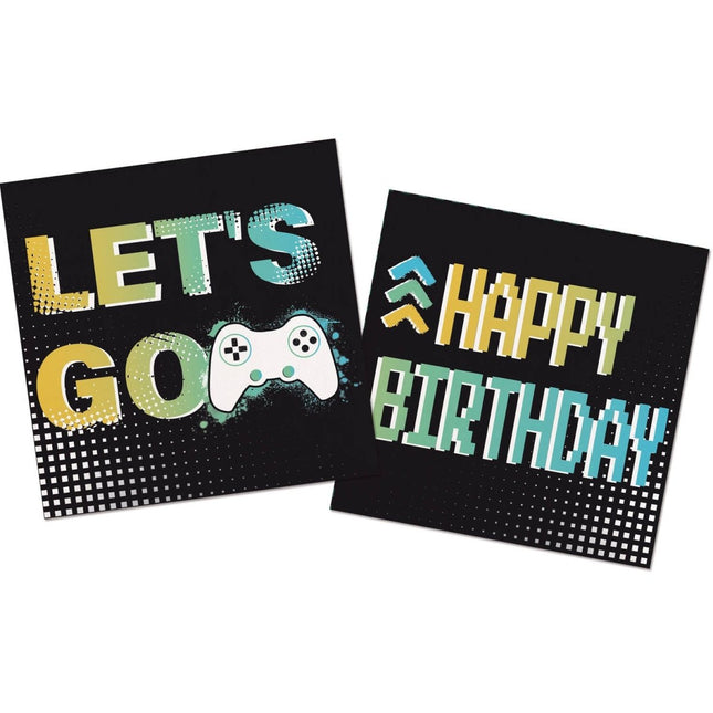 Gaming Party Servetten Happy Birthday 33cm 20st - Partywinkel - 8714572249676