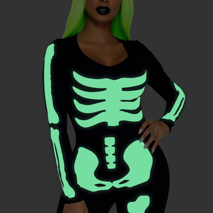 Halloween Catsuit Dames Glow In The Dark Leg Avenue - Partywinkel - 714718498843