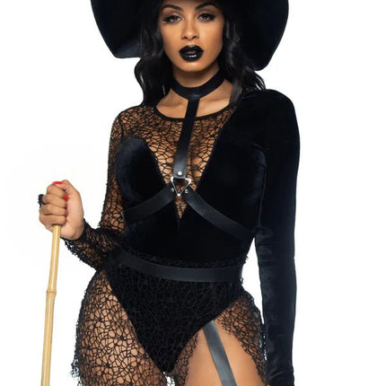 Halloween Kostuum Zwart Dames Bodysuit Tovenares Leg Avenue - Partywinkel - 714718557403