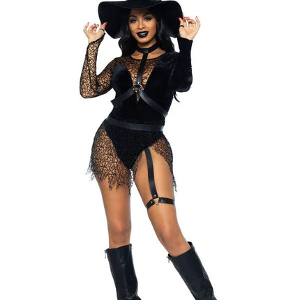 Halloween Kostuum Zwart Dames Bodysuit Tovenares Leg Avenue - Partywinkel - 714718557403