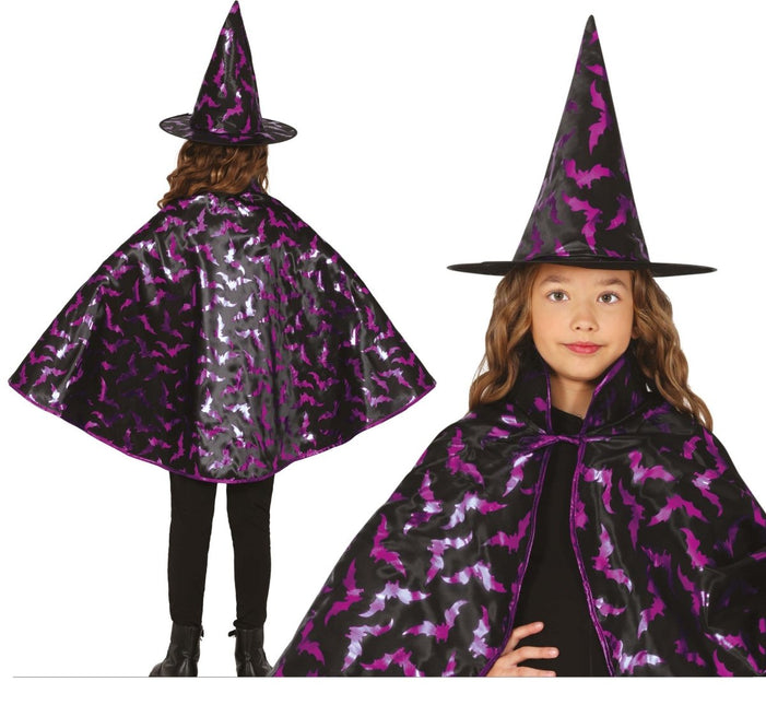 Halloween Verkleedset Kind Heksen Cape En Hoed 50cm - Partywinkel - 8434077190104