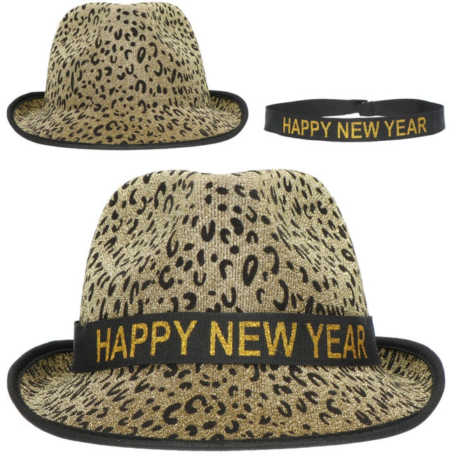 Happy New Year Hoed Goud Panter - Partywinkel - 8714572044530