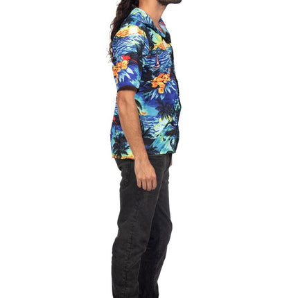 Hawaiishirt blauw palmboom (V) - Partywinkel - 8720059063994