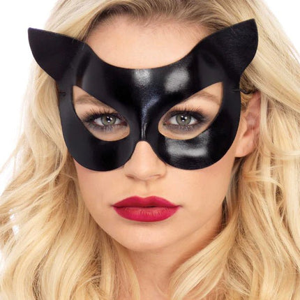 Kat Oogmasker Zwart Vinyl - Partywinkel - 714718510378