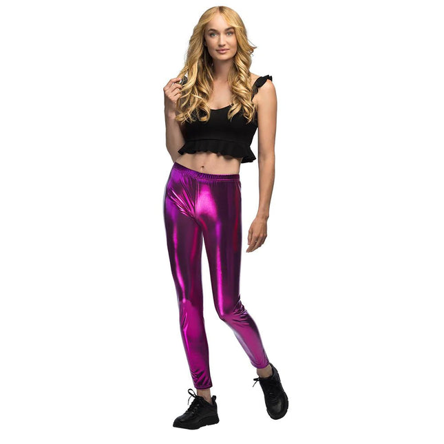 Legging Metallic Paars - Partywinkel - 8712026023681