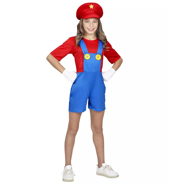 Super Mario Kostuum Blauw Rood Kind