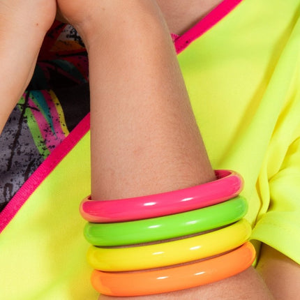 Neon 80S Armband Dames 4st - Partywinkel - 8720059071418