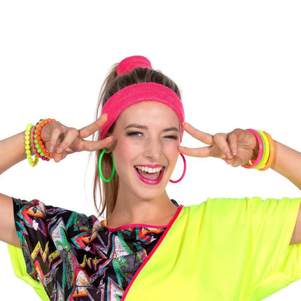 Neon 80S Armband Dames 4st - Partywinkel - 8720059071418