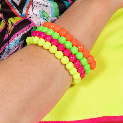 Neon 80S Armband Dames Kralen 4st - Partywinkel - 8720059071401