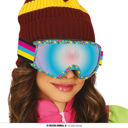 Neon 80S Skibril Geel Blauw Roze - Partywinkel - 8434077271780