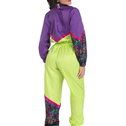 Neon 80S Trainingspak Fout Paars Groen Dames Leg Avenue - Partywinkel - 714718571652