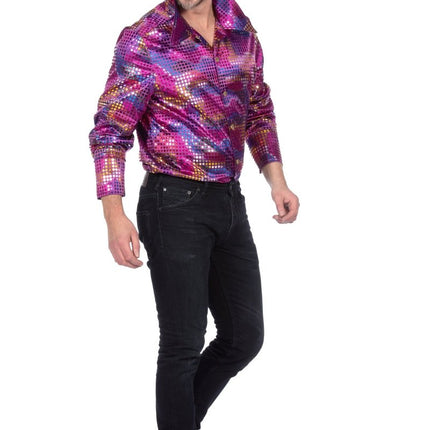 Party blouse folie pailletten paars - Partywinkel - 8720059071975