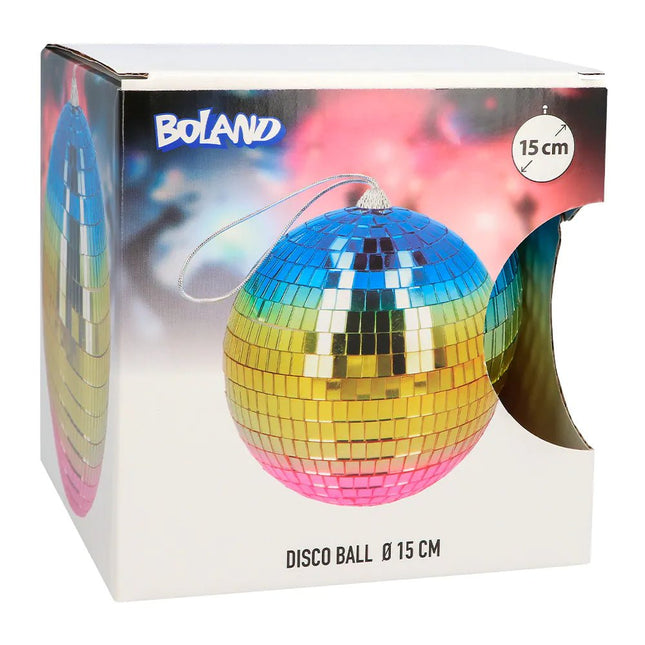 Regenboog Discobal 15cm - Partywinkel - 8712026007711