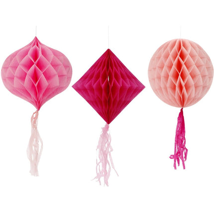 Roze Honeycombs 30cm 3st - Partywinkel - 8714572243155