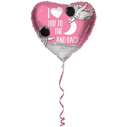 Roze 'I Love You To The Moon And Back' Folieballon - 45cm - Partywinkel - 8714572643757