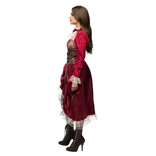 Steampunk Jurk Rood Dames - Partywinkel - 8712026844552