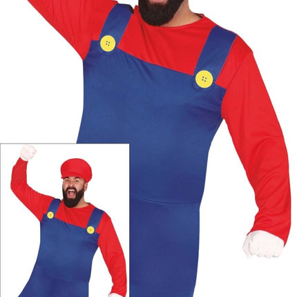 Super Mario Kostuum Rood Blauw Heren - Partywinkel - 8434077867280