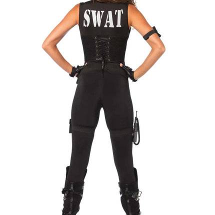 Swat Catsuit Zwart Dames Leg Avenue - Partywinkel - 714718507521