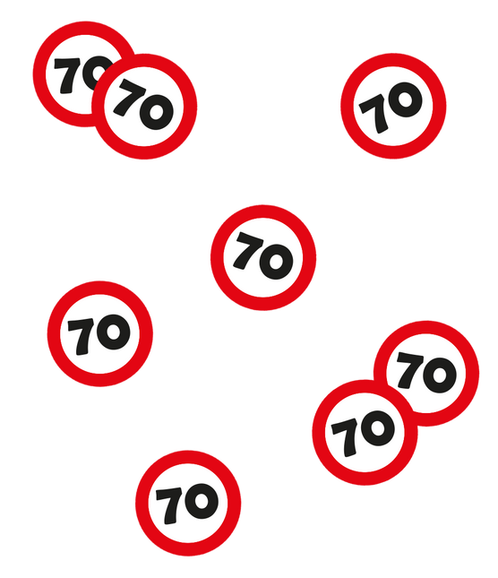 Tafelconfetti 70 Jaar Verkeersbord 2,5cm