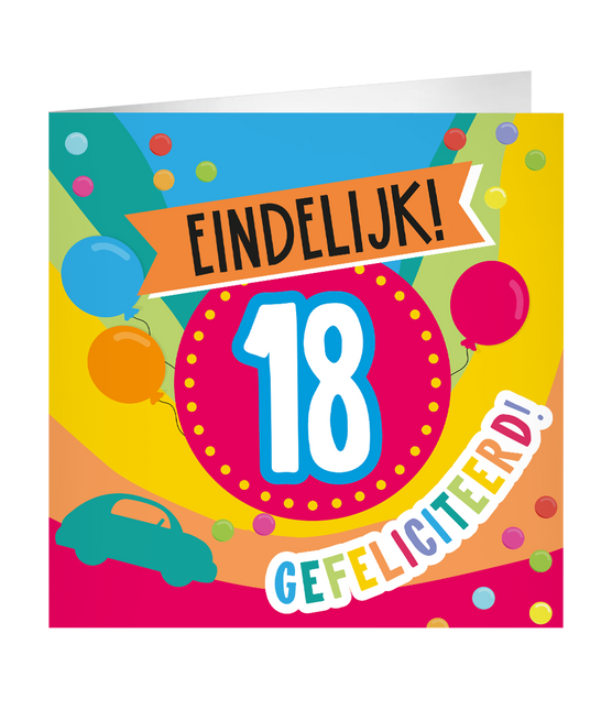 18 Jaar Wenskaart 23cm