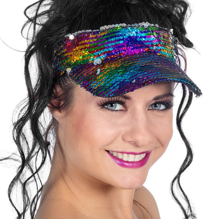 Zonneklep rainbow pailletten - Partywinkel - 8720059025503