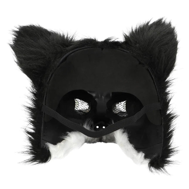 Zwart Witte Masker Husky Pluche - Partywinkel - 8712026567727